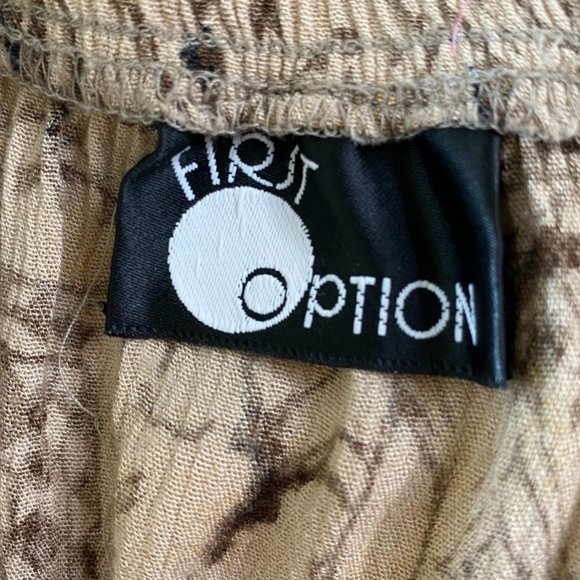 First Option Vintage Beige and Brown Elastic Waist Boho Western Skirt Size L - Picture 3 of 8